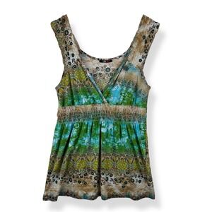 Womens Y2K Babydoll Top Size Small Forest Fairy Indie Hippie Earthy Boho Artsy